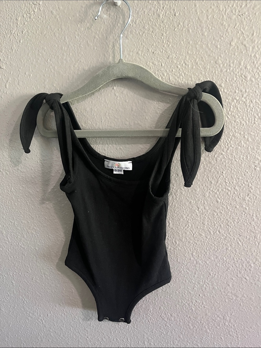 Black Tie-Shoulder Bodysuit
